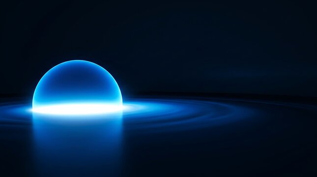 Glowing blue orb on dark water surface glowing orb