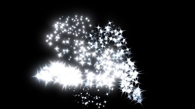 Retro Bright glitter fairy star dust animation, glittering white stars trail, glowing magic doodle particles, twinkle shimmer line transition effect, seamless black screen. star glitter trail.4k