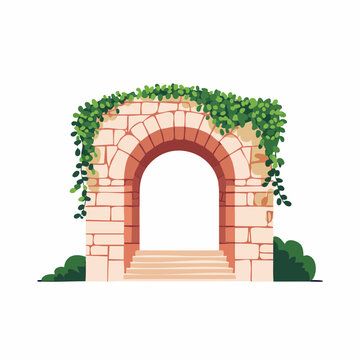 Stone Archway with Greenery and Steps
