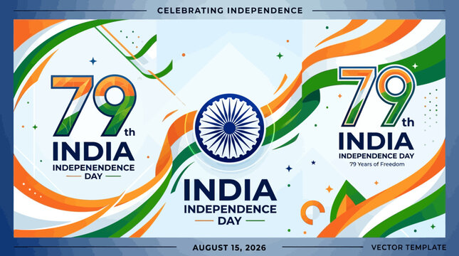 79th India Independence Day Vector Illustration celebrating freedom and national pride with Ashoka Chakra symbol