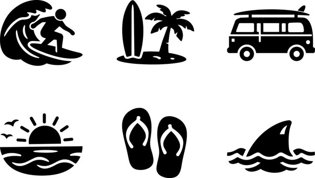 Vector icon surf beach vacation
