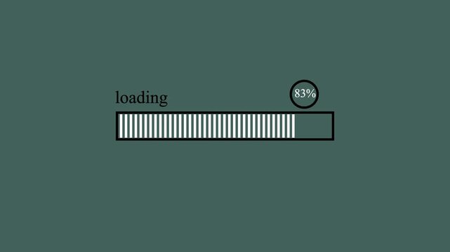 Loading process line. black progress loading bar on black background. 4k animation video