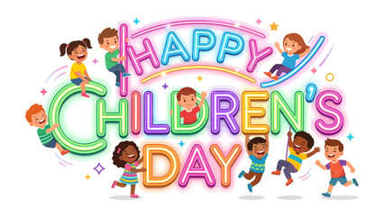 Obraz premium Happy Children's Day Celebration: Festive scene of children celebrating Children's Day, exuding pure joy and playful spirit.
