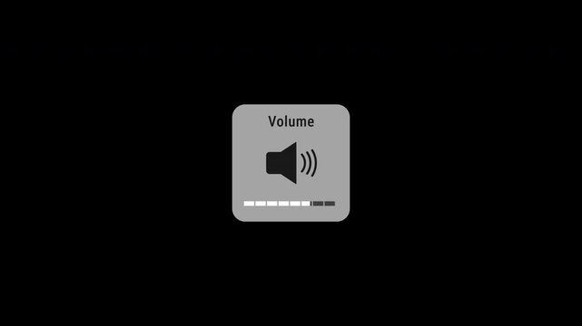 Animation of speaker volume on Black Background.Modern volume slider animation, Sound volume level control on off mute button. 4K video.