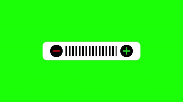 Volume control motion graphic user interface, increasing and decreasing sound levels with smooth bar movement.4K video. 