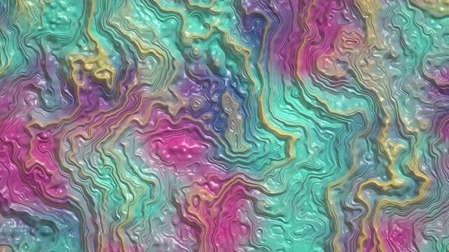 Abstract colorful liquid morphing background with pastel tones and 3d topography texture