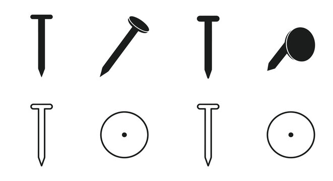 nail silhouettes and icons black on white background