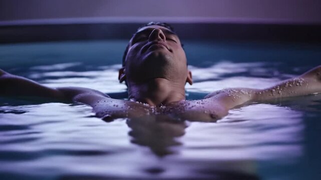 Swimmer in Pool Arms Extended at Surface.