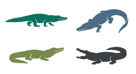 Obraz premium alligator silhouettes in four colors on white background