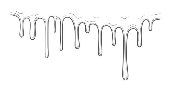 Hand Drawn Dark Gray Dripping Liquid Border flow