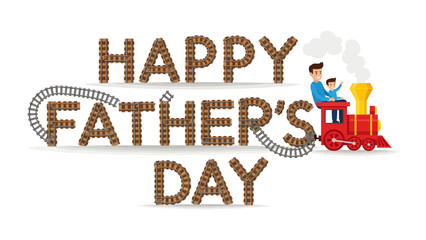 Happy Father's Day: A heart-warming illustration celebrates Father's Day, featuring a playful train ride symbolizing the journey of fatherhood and the bond between father and child. © Mohiuddin123