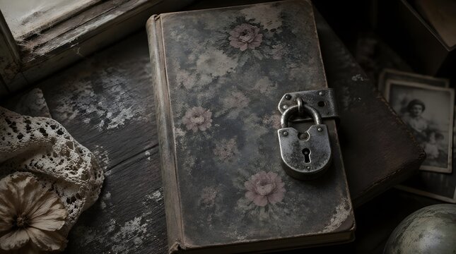 Vintage Locked Journal with Lock, Antique Diary, Secret Keeper for Personal Records & Keepsakes