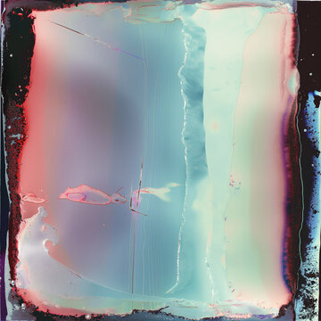 Abstract acid film burn background with iridescent chemical leaks.