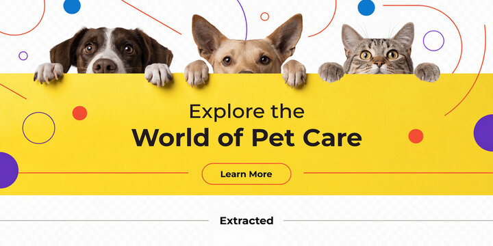 Dogs and Cats Peeking Over Web Banner Extracted 1