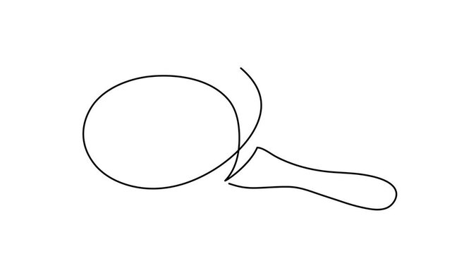 Kitchen spatula one line art animation, hand-drawn slotted turner kitchenware continuous drawing contour motion. Non-stick cookware, chef cooking utensil food preparation home-cooked cuisine outline 