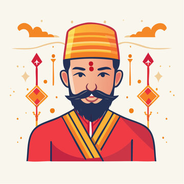 Illustration of a Man in Traditional Indian Attire