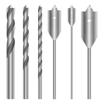 Selection of Metal Drill Bits: Twist, Brad Point, and Spade for Woodworking