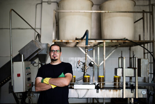 Man working at olives factory