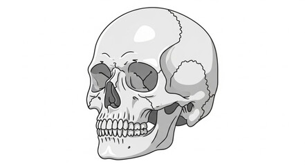 Human Skull Anatomical Illustration Detailed View. © Adit