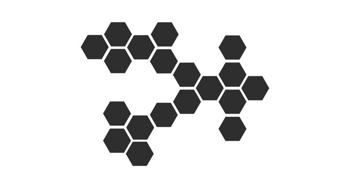 A complex geometric pattern of interconnected, six-sided shapes, suggesting networks, structure, and abstract designs. 