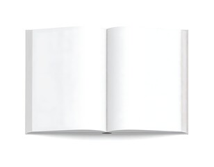 Naklejka premium A blank, open book with white pages on a plain background