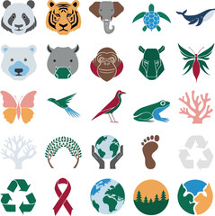 Fototapeta premium Endangered Species Day Wildlife Conservation Nature Icons