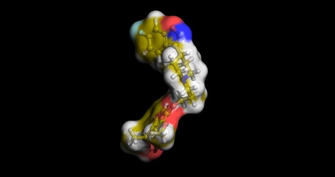 Milsaperidone, D2 and 5-HT2A antagonist for schizophrenia and bipolar disorder, 3D molecule spinning, 4K
