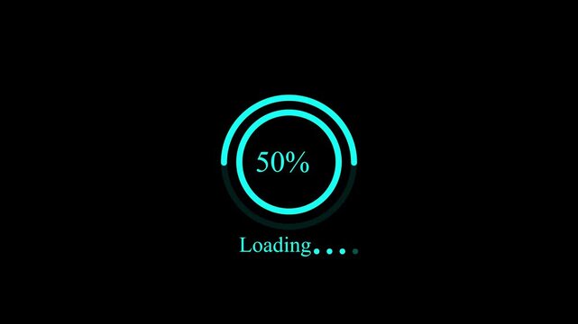 Circle loading bar icon animation on black background.4k video