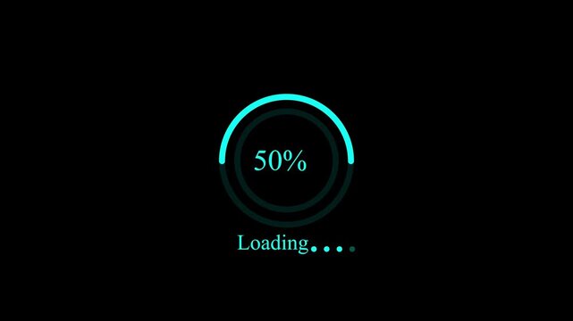 Circle loading bar icon animation on black background.4k video