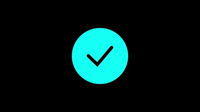 tik Mark Animation on Black Background Animated OK Check Mark Icon.4k video