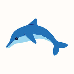 Fototapeta premium Cute Dolphin Flat Illustration. Blue aquatic mammal cartoon vector art for marine nursery artwork and nautical decoration.