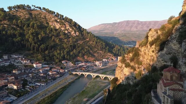 Aerial Drone Footage of St Michael in Berat Albania