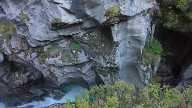 Saraswati River Flowing Through Deep Rock Gorges in Mana Village, Uttarakhand