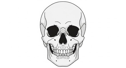 Human Skull Front View Anatomical Illustration. © Mbeji