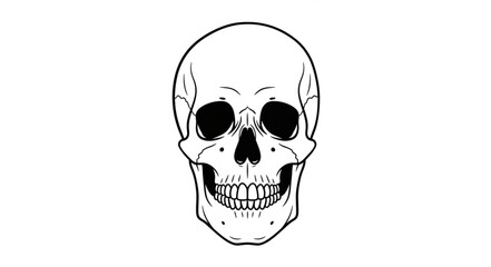 Human Skull Illustration Front View Simple Line Art. © Mbeji
