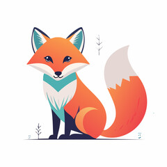 Fototapeta premium Cute Cartoon Fox Illustration