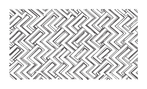 Abstract interlocking geometric zig zag pattern with rough brush strokes