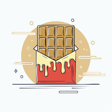 Illustration of a Chocolate Bar Melting in its Wrapper