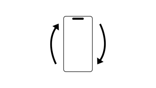 Smartphone Rotation Icon With Arrows Indicating Screen Orientation and Device Rotation. Design animation 4k video.