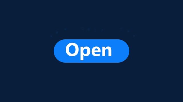 Blue Open Button UI Interface With Clear Call to Action for Web and Mobile Apps. Design animation 4k video.