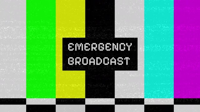 Emergency Broadcast System Test Screen with Static Noise.