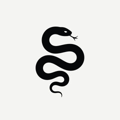Obraz premium black snake silhouette icon isolated on white background