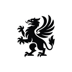 Obraz premium griffin black silhouette emblem on white background