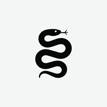 black snake silhouette icon isolated on white background