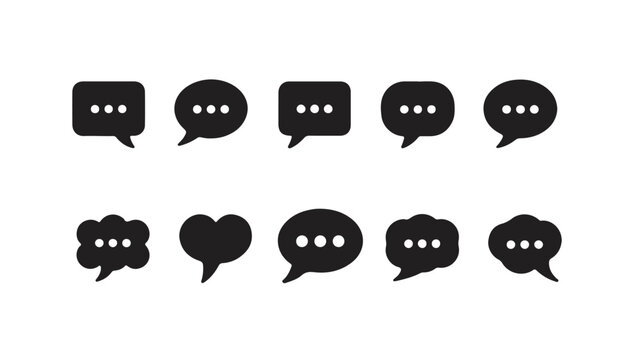 Various speech bubble icons with ellipses for chat or communication user interface design.