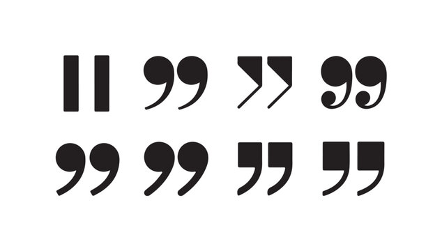 Quotation mark symbols for text quotes and dialogue attribution in writing.