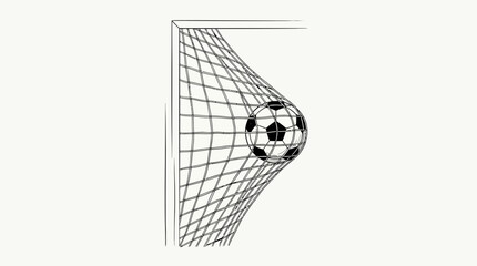 Sketch of a soccer ball hitting the goal net. © Safa_Sekar Madinah