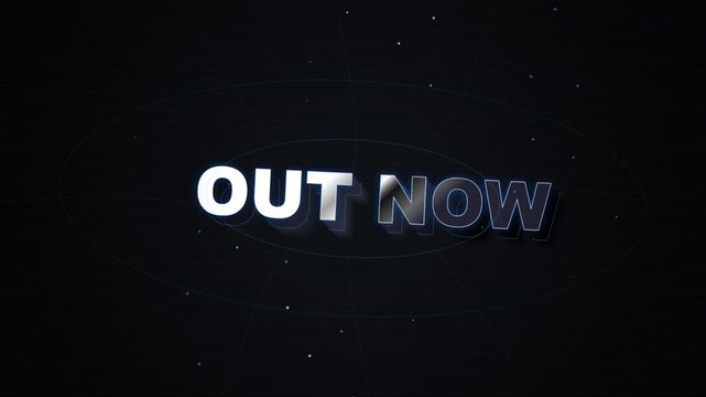 Bold text animation declaring availability against dark background