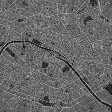 Paris City Street Map Poster Light Grey White Roads Neutral Wall Art Illustration JPG
