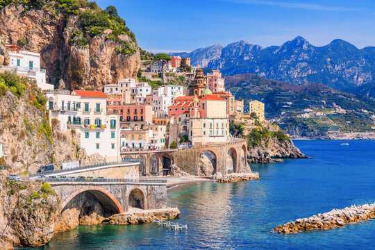 Amalfi Coast, Italy. View of Atrani town and the Amalfi Coast.